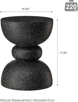 Glitzhome Outdoor Side Table, Round Accent End Table, Lightweight Faux Terrazzo Decorative Garden Stool - Photo 3