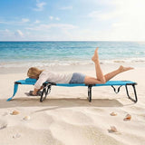 GYMAX Tanning Chair, Folding Lounge Chairs with Face Hole & Cover, Removable Pillow Carry Handle - Photo 9