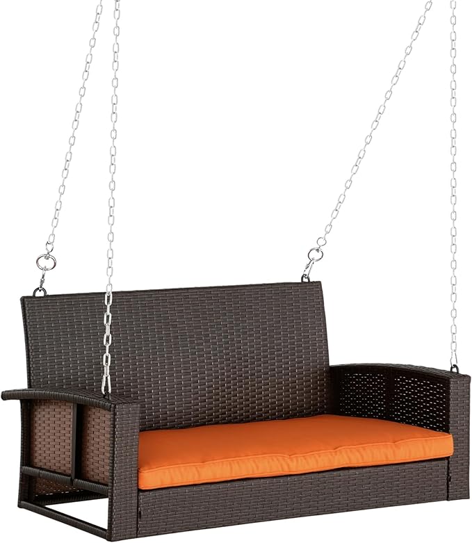 Outsunny 2 Person Wicker Hanging Swing Bench - Photo 1