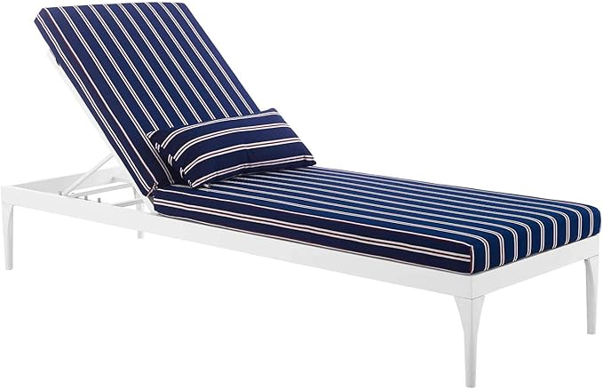 Modway EEI-3301-WHI-STN Perspective Cushion Outdoor Patio Chaise Lounge Chair, Blue