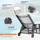 Outdoor Chaise Lounge Chair Set of 2, 5-Position Adjustable Pool Lounge Chair with Wheels & Cup Holder - Photo 6
