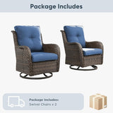 Belord Outdoor Swivel Chairs Set of 2, Patio Wicker Rocker Chairs, All Weather Patio Conversation Furniture Set - Photo 8