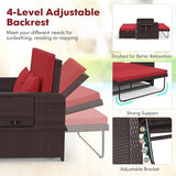 LDAILY Moccha Outdoor Daybed, Wicker Loveseat Sofa Set with 4-Postion Adjustable Backrest, Storage Ottoman, Cushions - Photo 4
