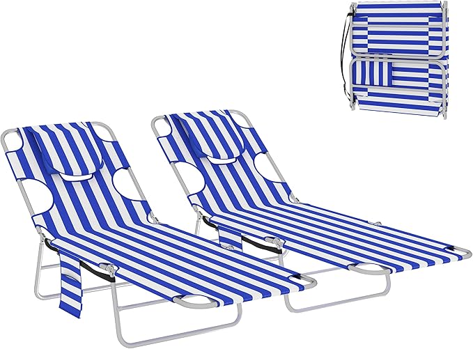 Outsunny Chaise Lounge Chair Outdoor Set of 2 with Face Arm Hole - Photo 1