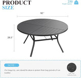 VICLLAX 50" Round Patio Table with Umbrella Hole, All Weather Metal Outdoor Dining Table for 6 - Photo 2