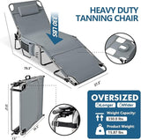 Tanning Chair with Face Hole, Adjustable Folding Chaise Lounge Chairs for Outside with Detachable Pillow & - Photo 2