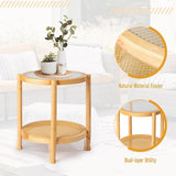 Outvita Outdoor Side Table, Rattan Rubber Wood Coffee Table with Weather - Resistant Coating, Double - Layer Storage - Photo 7