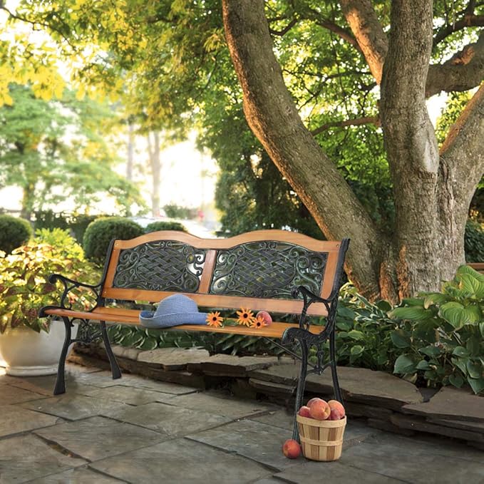 JHshop Patio Garden Bench 49" Outdoor Loveseat Chairs, Patio Park Bench, Outdoor Garden Bench - Photo 5