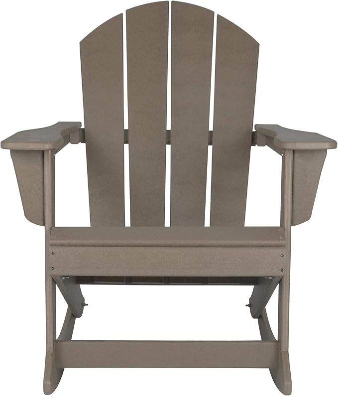 WO WESTIN OUTDOOR HDPE Laguna Outdoor Rocking Poly Adirondack Chair, Weathered Wood