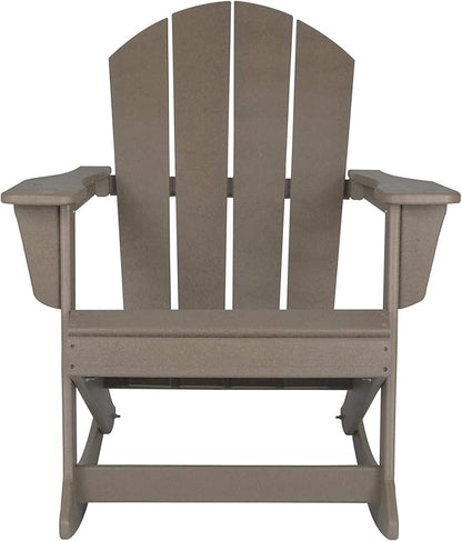 WO WESTIN OUTDOOR HDPE Laguna Outdoor Rocking Poly Adirondack Chair, Weathered Wood