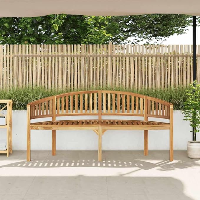 71 Inch Solid Teak Wood Garden Bench, Large Durable Outdoor Patio Seating for Three, Natural Rustic Style, Comfortable and Weather-Resistant, Classic Design for Relaxation
