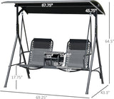 Outsunny 2-Seat Patio Swing Chair, Outdoor Canopy Swing Glider with Pivot Storage Table, Cup Holder, Adjustable Shade - Photo 7