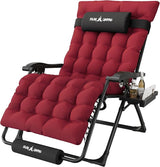Amopatio Oversized Padded Zero Gravity Chair, XL 29In Reclining Camping Lounge Chair w/Removable Cushion&Headrest - Photo 1