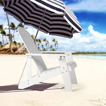 Adirondack Chairs Set of 4, All Weather Resistant Plastic Chairs with Cup Holder, 5 Easy Steps to Install, Outdoor Chairs for Patio, Garden, Backyard Deck, Lawn, Fire Pit - White