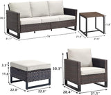 Rilyson Wicker Outdoor Patio Furniture Set - 6 Piece Patio Conversation Set with 2 Armrest Chairs, 2 Rattan Ottoman - Photo 3
