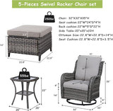 Rilyson Wicker Patio Furniture Set - 5 Piece Rattan Outdoor Sectional Conversation Sets with 2 Swivel Rocking Chairs - Photo 2