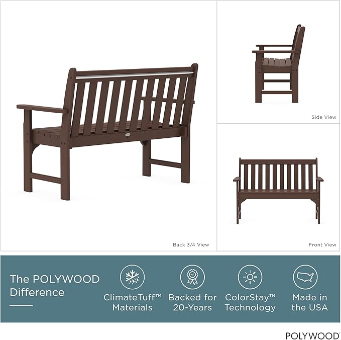 POLYWOOD GNB48MA Vineyard 48" Bench, Mahogany - Photo 3