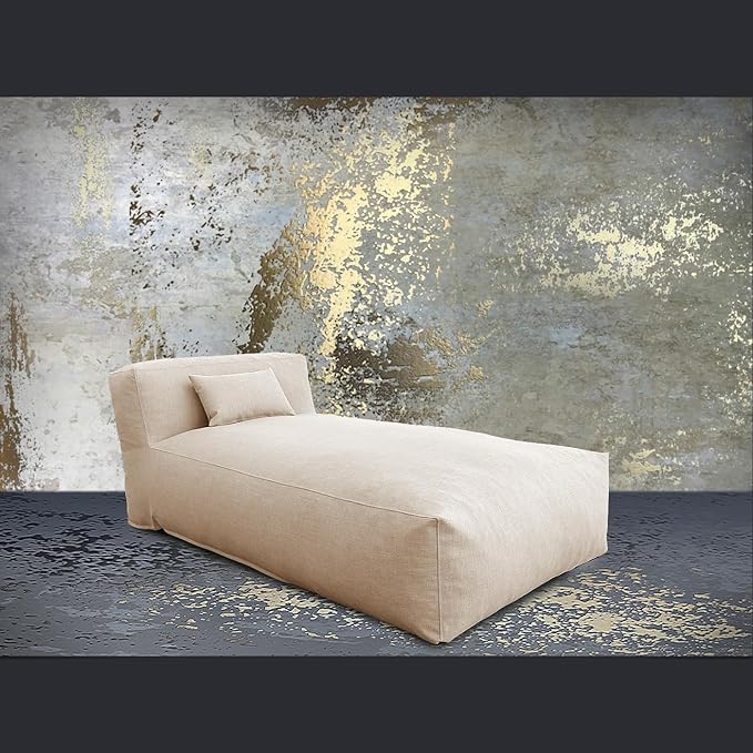 Dineli Modern ANNY-H Lounge Chair Outdoor Bed Lounger Outdoor Couch Sofa Comfy Patio Furniture Dense Foam Pool Loungers Lazy Sofa for Outside, Water-Resistant Sunbed (Light Beige, 70'' Length)