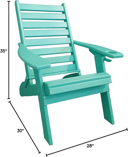 Furniture Barn USA Farmhouse Collection Poly Ladderback Folding Adirondack Chair, Aruba Blue