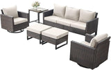 Rilyson Wicker Outdoor Patio Furniture Set - 6 Piece Patio Conversation Set with 2 Swivel Rocker Chairs - Photo 2