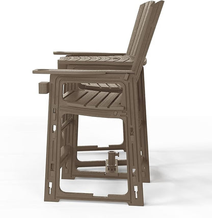 WestinTrends Azura Outdoor Tall Adirondack Chairs with Connecting Table Tray (Set of 2), Weathered Wood