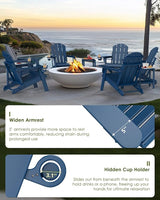GREENVINES Folding-Adirondack-Chairs-Set-of-6 | HDPE Plastic | Fire Pit Chair | All Weather | Cup Holder | Blue - Photo 5