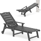 LUE BONA Outdoor Chaise Lounge, HDPS Chaise Lounger, 5 Positions Adjustable Lounge Chairs - Photo 1