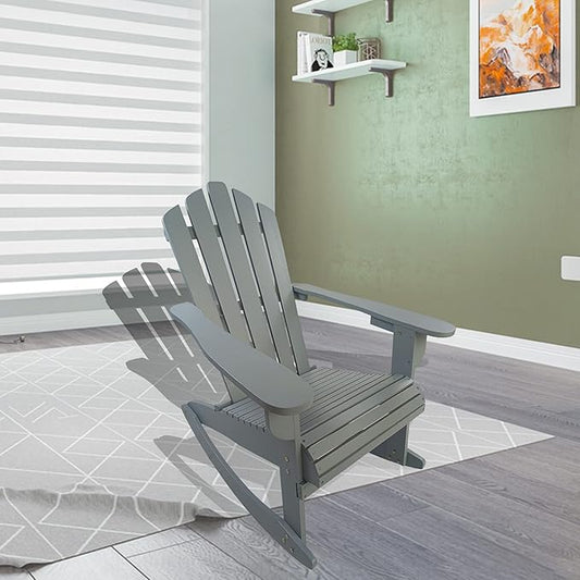 Reclining Wooden Outdoor Rocking Adirondack Chair,Walnut