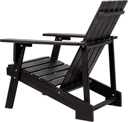 Eyely PTA1001D Spencer Outdoor Patio Modern Acacia Wood Adirondack Chair, Black for Mid-Century, Classic, Modern, Cottage, Farmhouse, Rustic