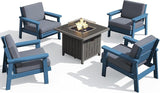 SERWALL Patio Furniture Set with 33” Fire Pit Table, HDPE Outdoor Sectional Sofa Set with Thickened Cushions - Photo 1