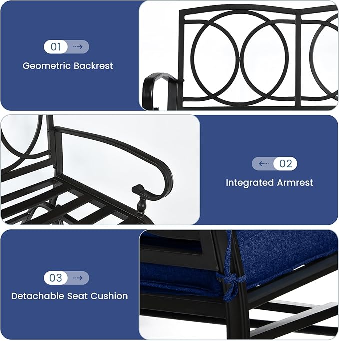 Tangkula Outdoor Swing Glider Chair, Patio Glider Bench for 2 Persons - Photo 4