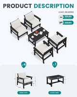 SERWALL Outdoor Patio Furniture Set, 5 Piece HDPE Patio Conversation Sets - Photo 2