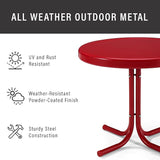 Crosley Furniture Griffith Weather Resistant Retro Metal Outdoor Side Table for Patio, Deck, Porch, Red - Photo 5