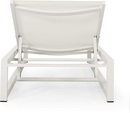 Christopher Knight Home Jerome Outdoor Aluminum Chaise Lounge with Mesh Seating (Set of 2), White