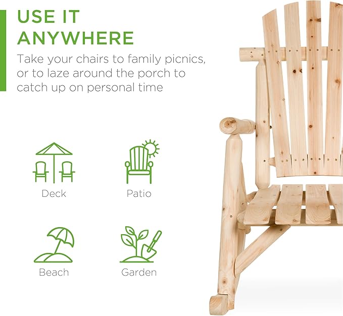 Best Choice Products Wooden Rocking Chair Outdoor Wood Rocker Adirondack Lounger Accent Furniture for Yard, Patio, Garden w/Natural Finish