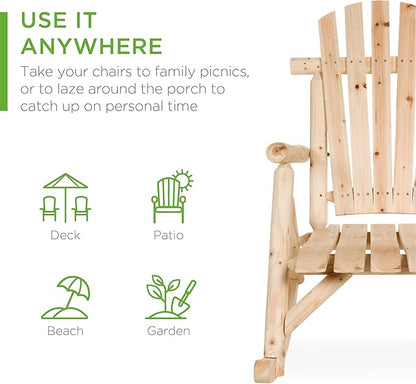 Best Choice Products Wooden Rocking Chair Outdoor Wood Rocker Adirondack Lounger Accent Furniture for Yard, Patio, Garden w/Natural Finish