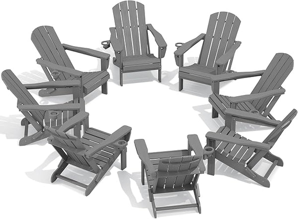 SERWALL Folding Adirondack Chair Set of 8, Adjustable Adirondack Chair with 3 Recline Positions - Photo 1