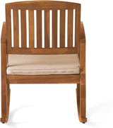 Acacia Wood Patio Outdoor Rocking Chair with Cushions for Garden, Lawn, Backyard, Pool - Photo 8