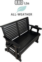 Fortune Candy Patio Glider with Cup Holders, High Roll Back and Deep Contoured Seat,Heavy Duty 800 Lb (Black, 2-Seater) - Photo 3