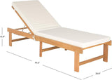 SAFAVIEH Outdoor Collection Inglewood Natural Solid Wood/Beige Cushion Adjustable Chaise Lounge Chair (PAT6723A) - Photo 3