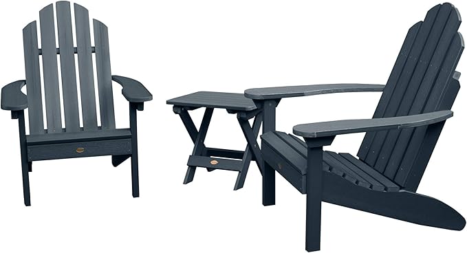 highwood Classic Westport Adirondack Chairs with Side Table, Federal Blue