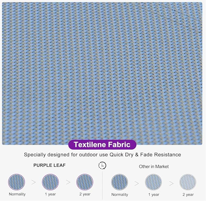 PURPLE LEAF Patio Lounge Chair Set for 2 Outdoor Chaise Lounge with Adjustable Backrests and Easy-to-Move Wheels Aluminum Reclining Pool Chair for Outside Yard Poolside Table Included, Indigo