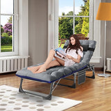 ABORON 2PK Heavy Duty Tanning Chair, 5-Gear Outdoor Folding Chaise Lounge Chair with Cushion - Photo 2