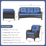 Rilyson Wicker Patio Furniture Set - 7 Piece Rattan Outdoor Sectional Conversation Sets with 1 Sofa - Photo 2