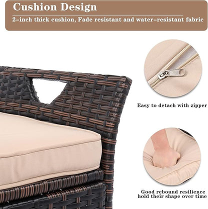 Outvita 40 Gallon Outdoor Storage Box, Patio Rattan Storage Bench with Cushion for Backyard, Balcony, Poolside, Garden, Brown