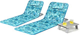 COSTWAY 3-Piece Beach Lounge Chairs, Outdoor Lounger with Side Table, 5 Reclining Positions - Photo 1