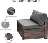 7 Seats Wicker Patio Couch, All Weather Patio Sofa Outdoor Furniture Setwith High Curvy Back - Photo 5