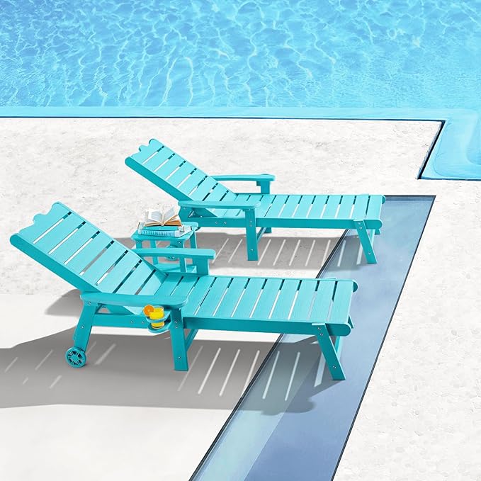 ONBRILL Patio Lounge Chairs with 5-Level Adjustable Backrest, Outdoor Chaise Lounge with CupHolder - Photo 2