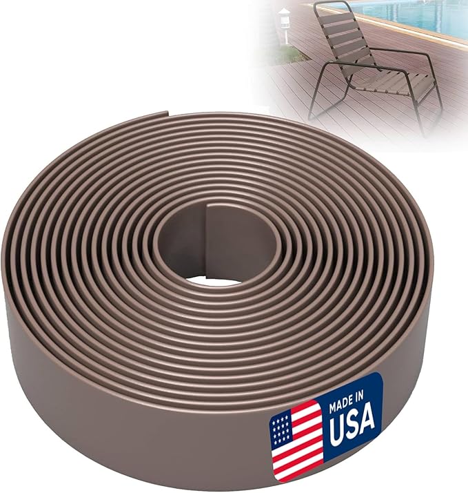KOMORAX 2 Inch Wide, 50ft Long Vinyl Strap - Replacement Straps for Patio Chairs - Vinyl Strapping for Patio Furniture Repair - Durable Seat Repair Kit for Lawn Chairs, Outdoor Furniture (Adobe)