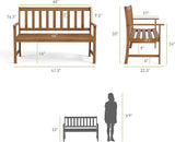 Greemotion Borkum 4-Feet Eucalyptus Solid Wood Outdoor Bench, Garden Chair for Patio Backyard Porch, Natural - Photo 3